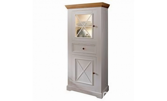 Шкаф для посуды 111 Форест массив сосны (белый воск/бейц-масло)